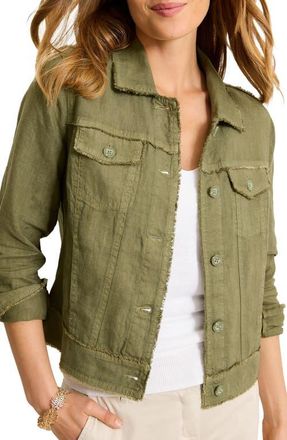 Tommy Bahama Two Palms Linen Raw Edge Jacket in Dk Fern at Nordstrom, Size X-Large