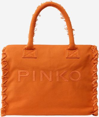 Pinko Womens Cotton Shopper Bag Orange Handbags Hand