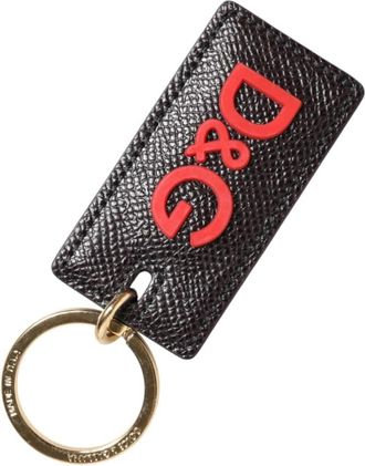 Dolce & Gabbana Leren Sleutelhanger - unisex - Sleutelhangers & Tashangers - Zwart - ONE Size - Leer - Accessoires