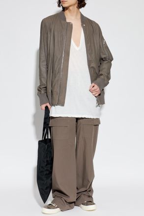 Rick Owens Leather Bomber Jacket, Mens, Brown