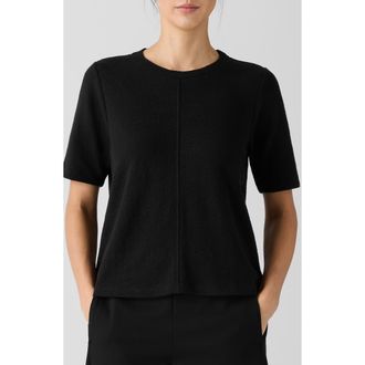 Eileen Fisher Crewneck Short Sleeve T-Shirt in Black at Nordstrom, Size Xx-Small