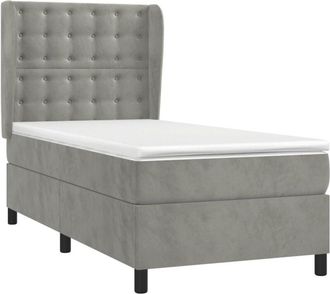 vidaXL Vidaxl - Cama Box Spring Con Colch&oacute;n Terciopelo Gris Claro 90x190 Cm