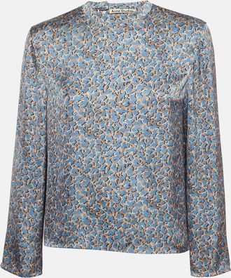Acne Studios Blue Printed Satin Blouse