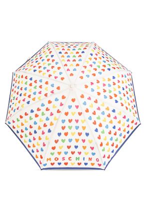 Moschino Folding Umbrella With Colorful Print, Unisex, Cream