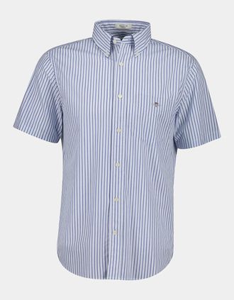 GANT Mens GANT Mens Regular Fit Poplin Stripe Short Sleeve Shirt - 457 Fresh Blue - Size: 42/Regular