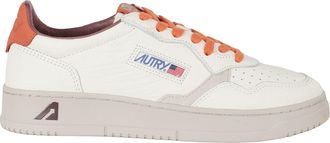 Autry Cream Orange Medalist Low Leather Sneakers