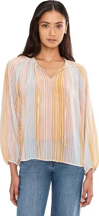 Vince Camuto Tie Neck Shirring Long Sleeve Womens Clothing New Ivory 1 : XL, Polyester