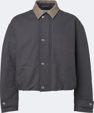 Acne Studios Giacca cropped in raso di cotone con pelle