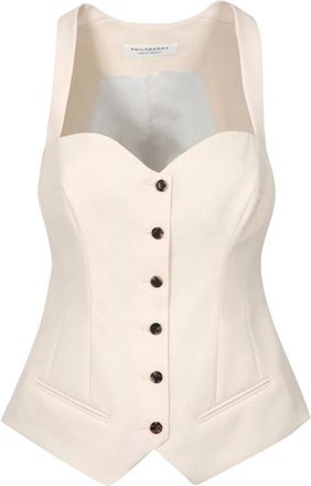 Philosophy di Lorenzo Serafini Mouwtjesloze top met bretels - Dames - Tops zonder mouwen - Beige - XS - Katoen - Tops