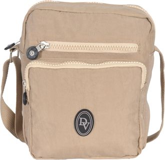 dv 73 Small Two Section Womens Zipper Crossbody Nylon Water Resistant Ladies Unisex Travel Bag (Beige)