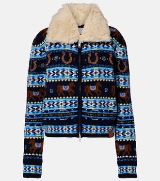 Stella McCartney Intarsia virgin wool zip-up cardigan