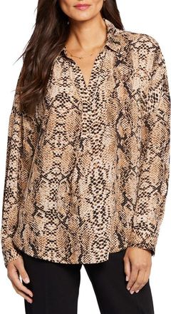 NYDJ Becky Recycled Polyester Georgette Blouse in Victorian Python Pink Taupe at Nordstrom Rack, Size Xx-Small