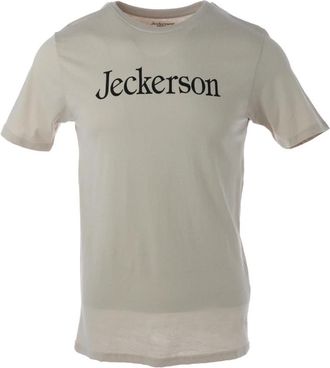 Jeckerson Gedrukt Heren T-shirt Geel Korte Mouwen - Heren - T-shirts - Beige - L - Katoen - Tops