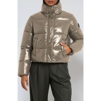 Noize Coco Crop Water Resistant Puffer Jacket in Mocha at Nordstrom Rack, Size X-Large