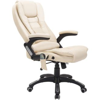 HOMCOM Poltrona Massaggiante da Ufficio ad Altezza Regolabile Beige - Homcom