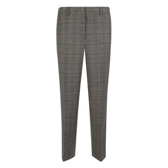 PESERICO Pantalone Quadro in flanella misto lana stretch - Dames - Broeken - Grijs - Maat: L Flanel