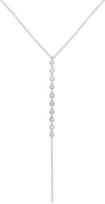 The Lovery Lariat Bezel CZ Necklace in Silver at Nordstrom, Size 17
