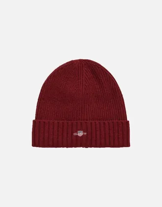 GANT Mens Gant Unisex Shield Wool Beanie Plumped Red - Size: 1 size