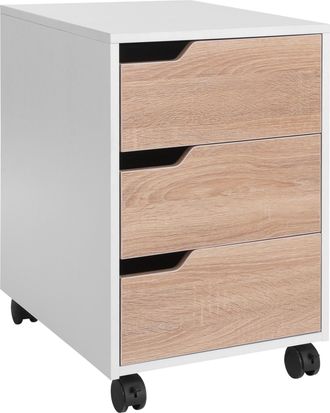 HOMCOM Armario Archivador M&oacute;vil Para Oficina Cajonera Madera 3 Cajones 40x50x57.5cm Mdf