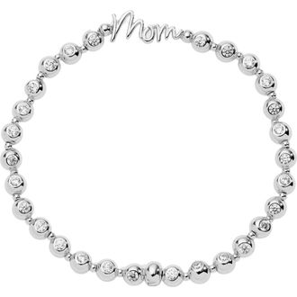 Alex and Ani Mom Elongated Crystal Stretch Bracelet in Silver at Nordstrom