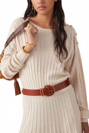 BA&SH Jynx Long Sleeve Sweater In Beige