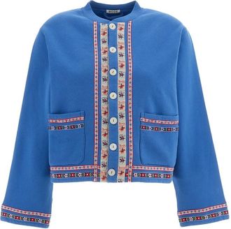 Bode Ribbon Cardigan - Dames - Vesten - Blauw - M - Katoen - Truien & Vesten