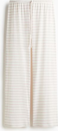 H&M Hose aus Baumwollmix - Weiss/Hellrosa Gestreift