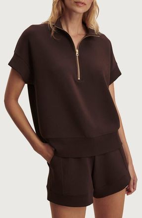 Varley Ritchie Short Sleeve Half Zip in Coffee Bean at Nordstrom, Size Xx-Small