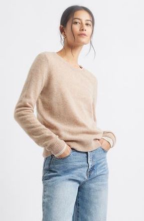 Caslon Cashmere Crewneck Sweater in Tan Camel Dark Heather at Nordstrom Rack, Size Xx-Large