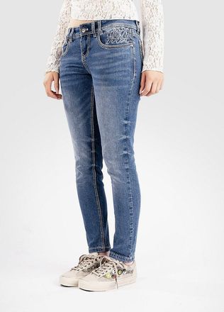Ninth Hall Amyah Skinny Embroidery Jeans blau