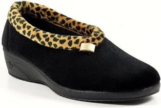 Lunar Womens Lunar Paloma Black Ocelot Trim Slipper KLA005 - Size: 7