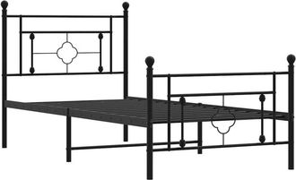 vidaXL Metal Bed Frame without Mattress with Footboard Black 100x200cm vidaXL