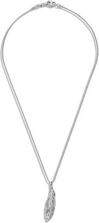 Jonas Studio Ironwood Textured Feather Pendant Necklace in Silver at Nordstrom