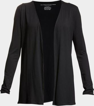 Majestic Filatures Soft Touch Open Cardigan in Noir at Nordstrom, Size 3