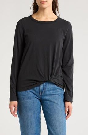 Madewell Front Twist Cotton Top in True Black at Nordstrom Rack, Size X-Small