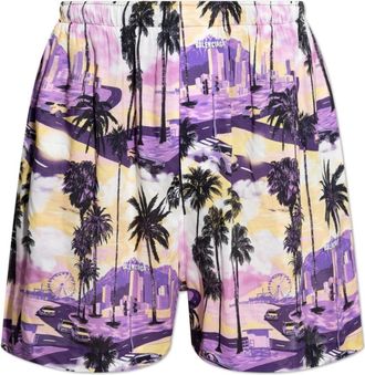 Balenciaga Korte Broeken, Heren, Veelkleurig, S, Leer, Gedrukte shorts