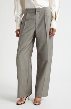Alexander Wang Pleated Wool & Mohair Pants in Mink Melange at Nordstrom, Size 10