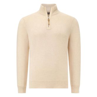 Boggi Milano Truien & Vesten, Heren, Beige, L, Leer, Cashmere Half-Zip Jumper