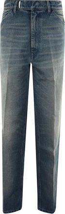 Random Identities Straight Jeans, female, Blue, Size: W28 Distressed Straight-Leg Jeans with Logo