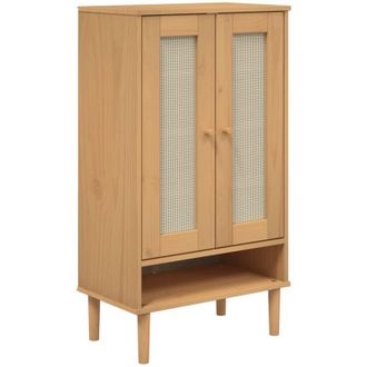vidaXL Zapatero Senja Aspecto Rat&aacute;n Madera Maciza Marr&oacute;n 59,5x35x107cm Vidaxl