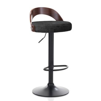 Oresteluchetta Set 2 taburetes regulables nogal tejido negro 76/96x43x43 cm