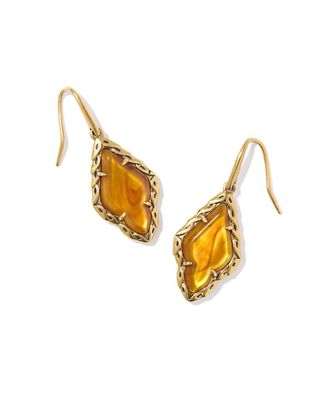 Kendra Scott Womens Adeline Vintage Drop Earring In Gold / Marbled Amber Illusion