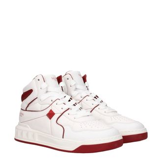 Valentino Garavani Mens White Leather High Top Sneakers