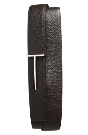 Tom Ford Slim T Soft Grain Leather Belt in Brown/Black at Nordstrom, Size 105