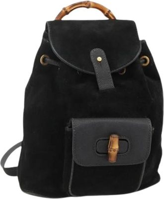 Gucci Pre-owned Backpacks, female, Black, Size: ONE SIZE Pre-owned Vintage Suede Backpack