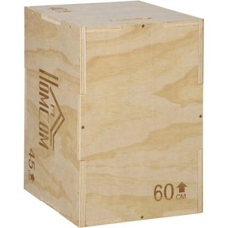 HOMCOM Box Pliometrico a 3 Altezze Regolabili in Legno di Faggio 45x40x60 cm