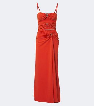 CHRISTOPHER ESBER Orbit gathered cutout maxi dress
