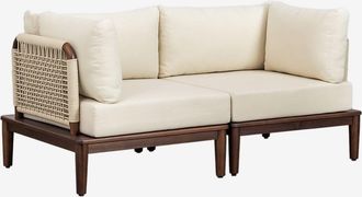 Sklum Sklum - Sof&aacute; Modular De Jard&iacute;n De 2 Piezas Con 2 Sillones Esquineros En Acacia Giulia