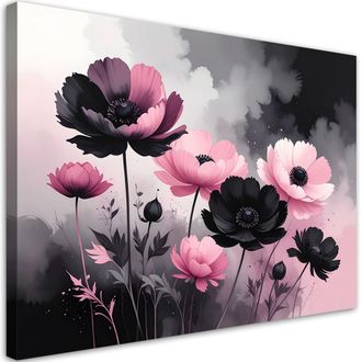 Feeby Impresi&oacute;n De Imagen Flores Rosas Sobre Fondo Oscuro En Un Estilo Rom&aacute;ntico 100x70