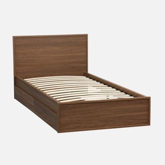 Sweeek Cama Con Somier De L&aacute;minas Y Cabecero 90 X 190cm + 2 Cajones Decorativos De Madera